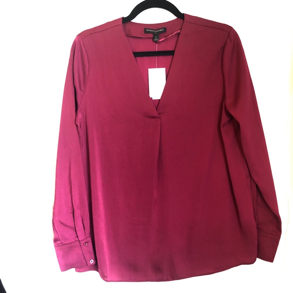 Raspberry pink satin blouse